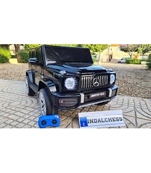 COCHE LITTLE G63 12V, INFANTIL, negro metálico, FM, cuero, RC, RUEDAS DE PLÁSTICO - INDA40-LI-S306BLACK